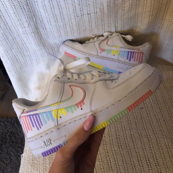 rainbow drip air force ones